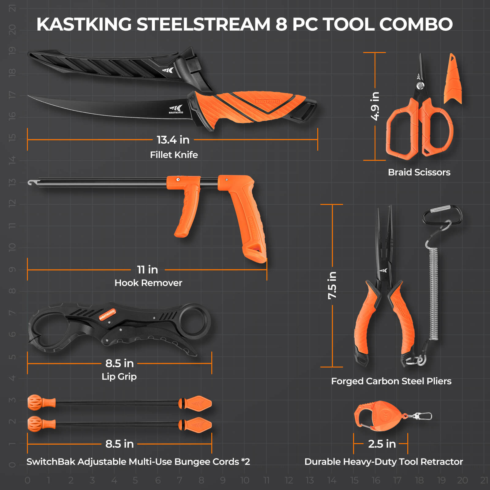 KastKing SteelStream 8pcs Fishing Tool Kit