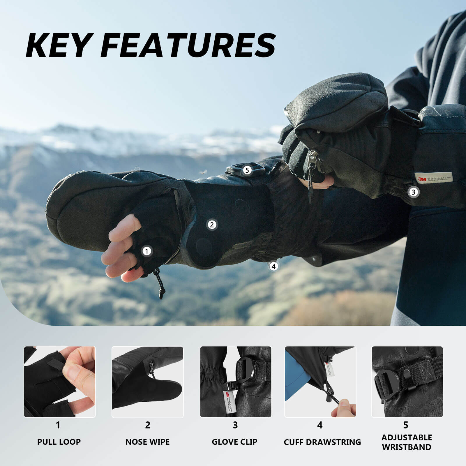 KastKing ThermoGrip Mittens Gloves - Black / S