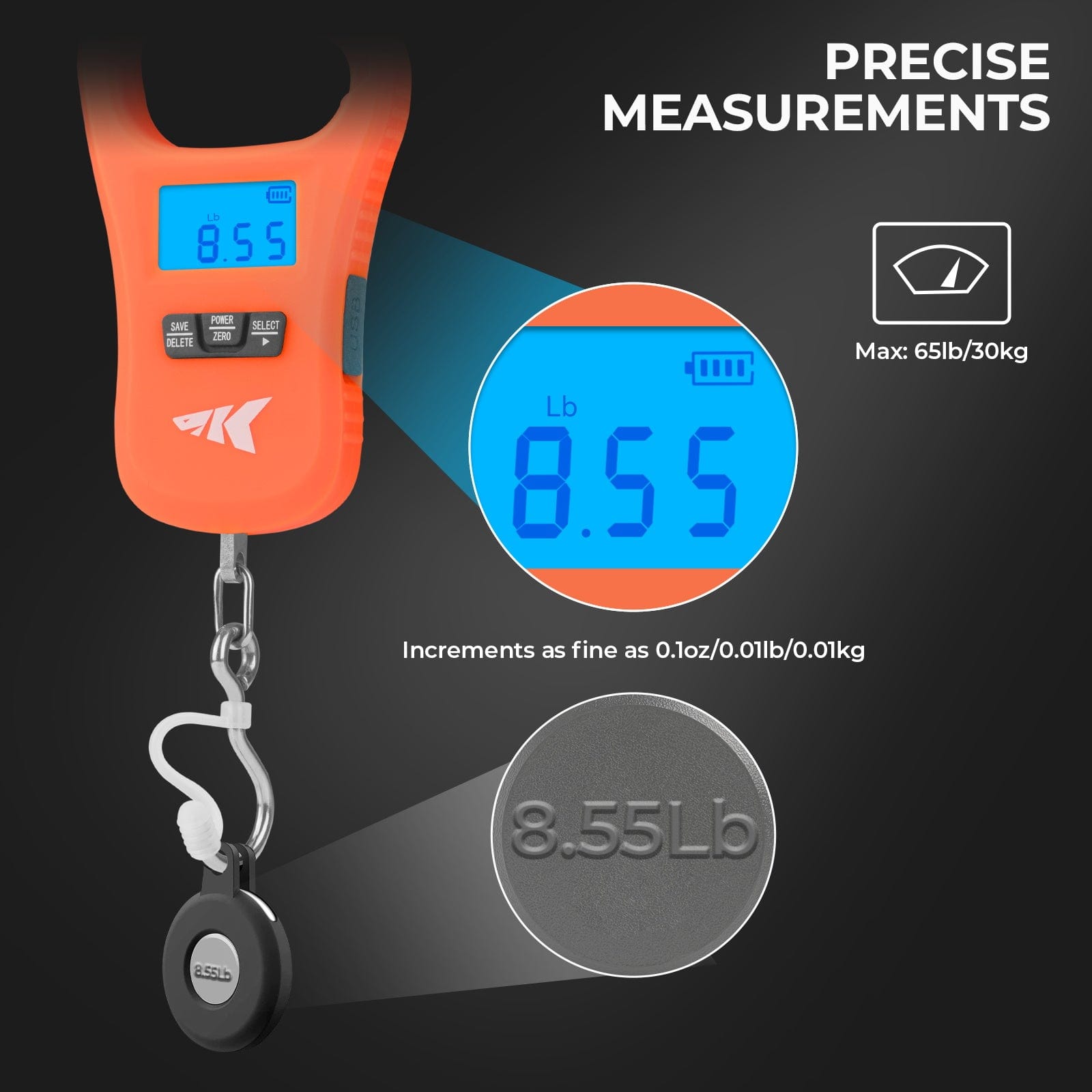 Handheld Fish Scale KastKing Fish Scale, Best Fish Scale with Lip Gripper, ToughTide USB ...