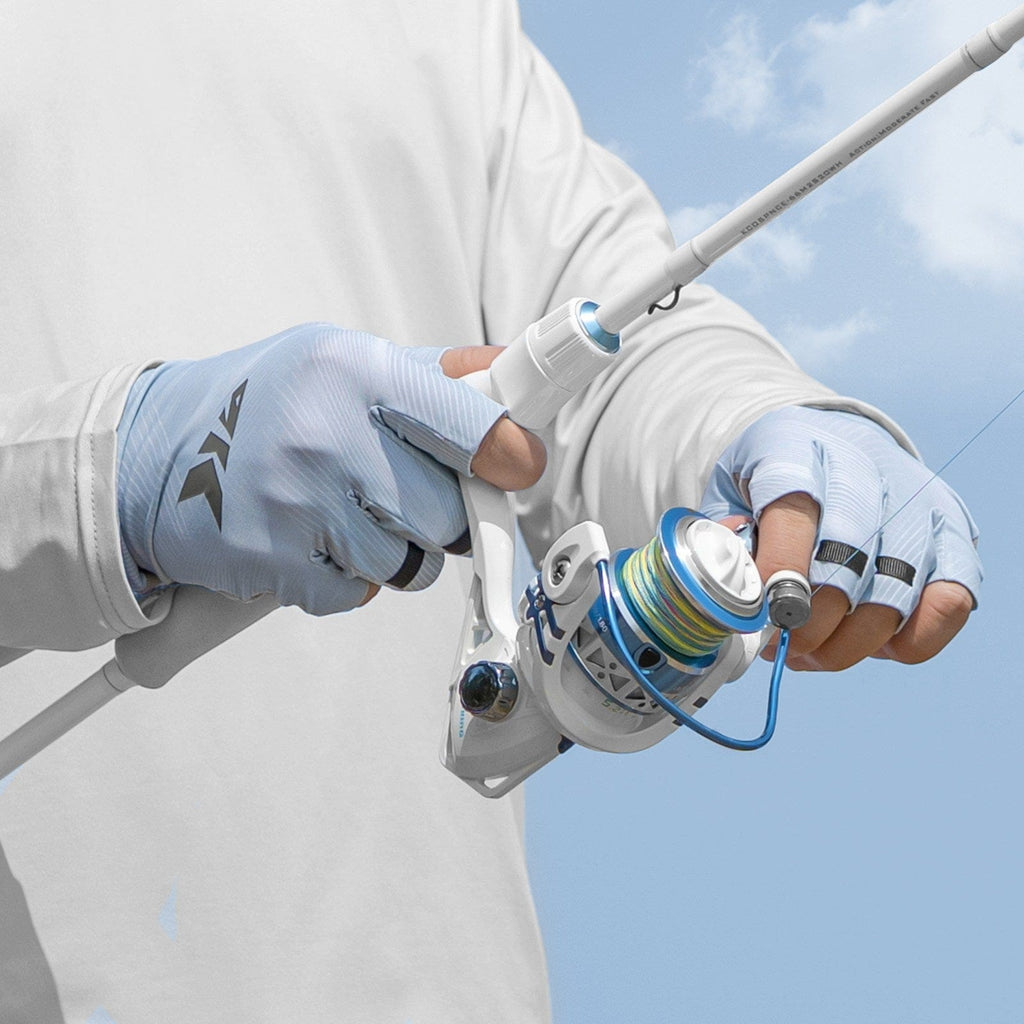 KastKing UPF50+ Fingerless Sun Gloves – Hydrocool Fishing Gloves With Extended Cuff For UV Protection