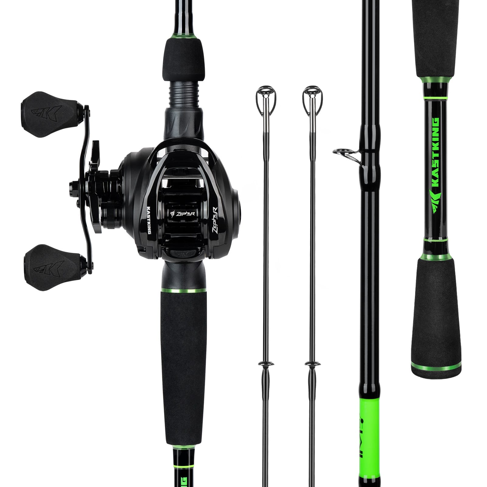 bionic blade baitcaster combo KastKing Zephyr Dual-tip Baitcaster Rod and Reel Combo Green