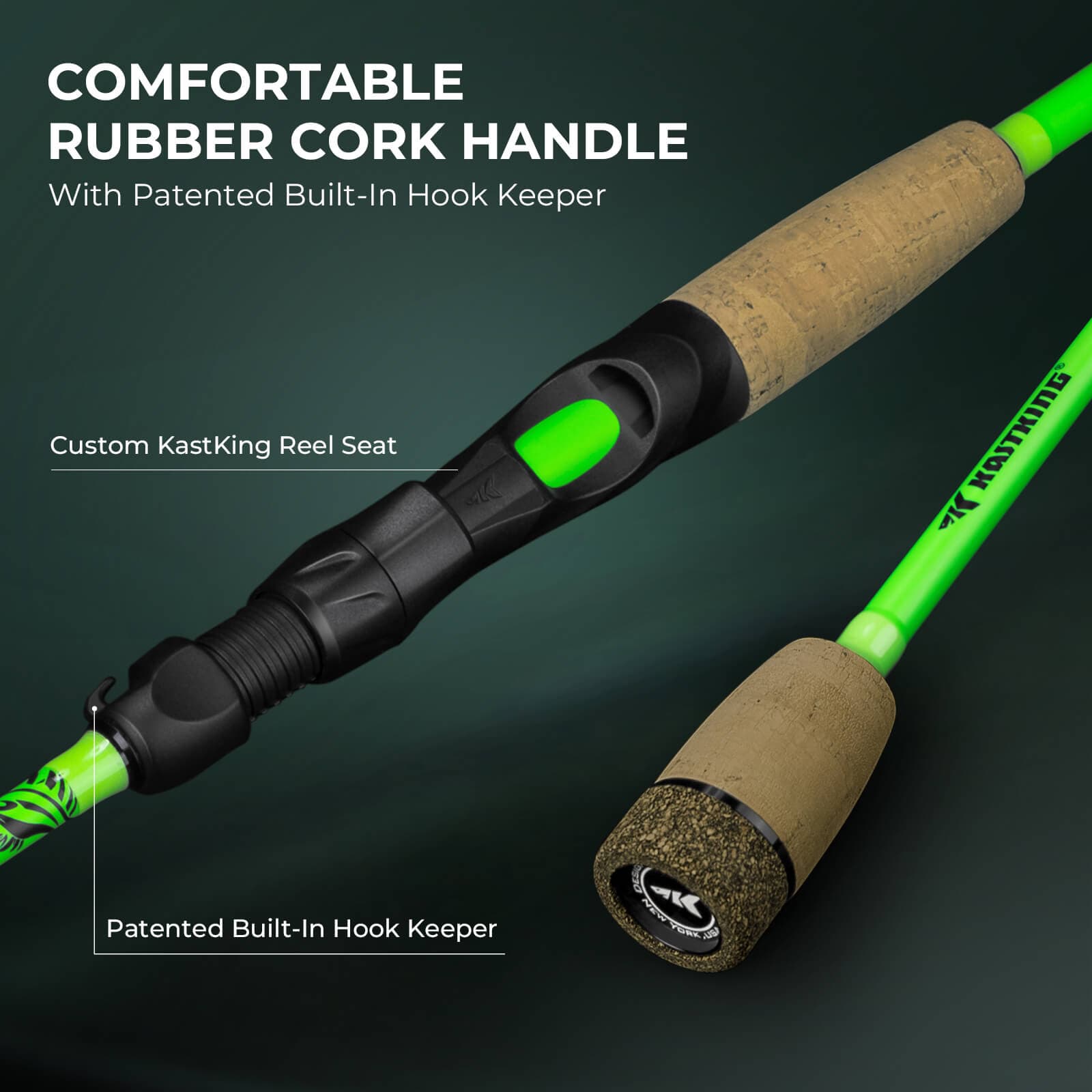 baitcaster rod handles KastKing Zephyr Dual-tip Baitcaster Rod and Reel Combo Green