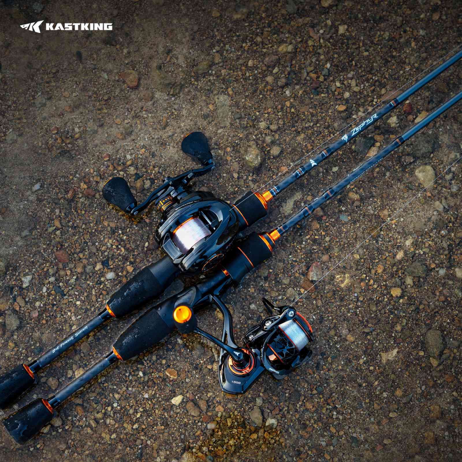 finesse fishing rod and reel KastKing Zephyr Spin Finesse Twin-Tip Spinning Rod Spinning / 5'2" / Fast-Feather Light-2pcs + Extra Tips