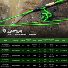 KastKing Zephyr Dual-tip Spinning Fishing Rod and Reel Combo