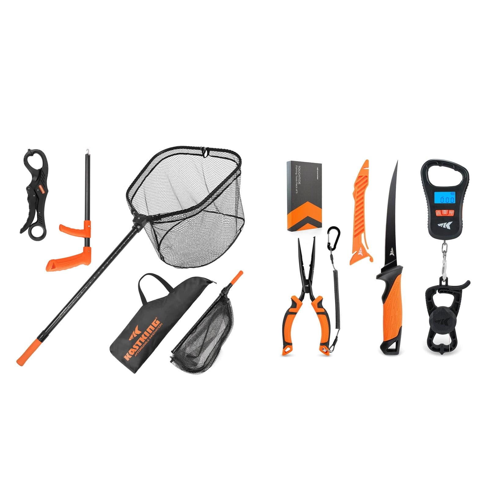 KastKing Brutus Foldable Extendable Fishing Net and ToughTide Fishing Tool Kit Combo