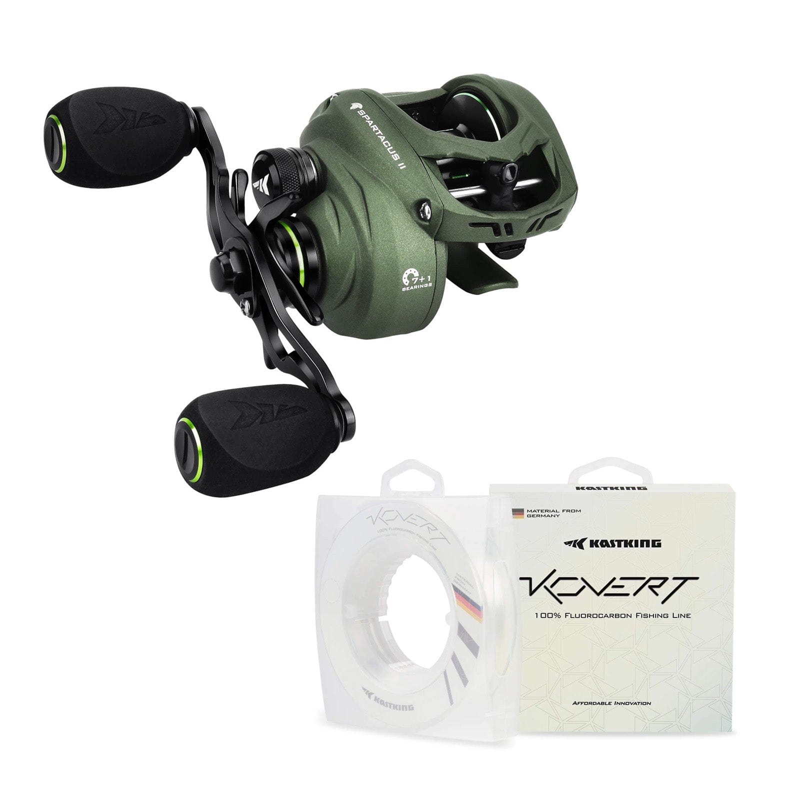 KastKing Spartacus II Baitcasting Reel and Kovert Fluorocarbon Fishing Line