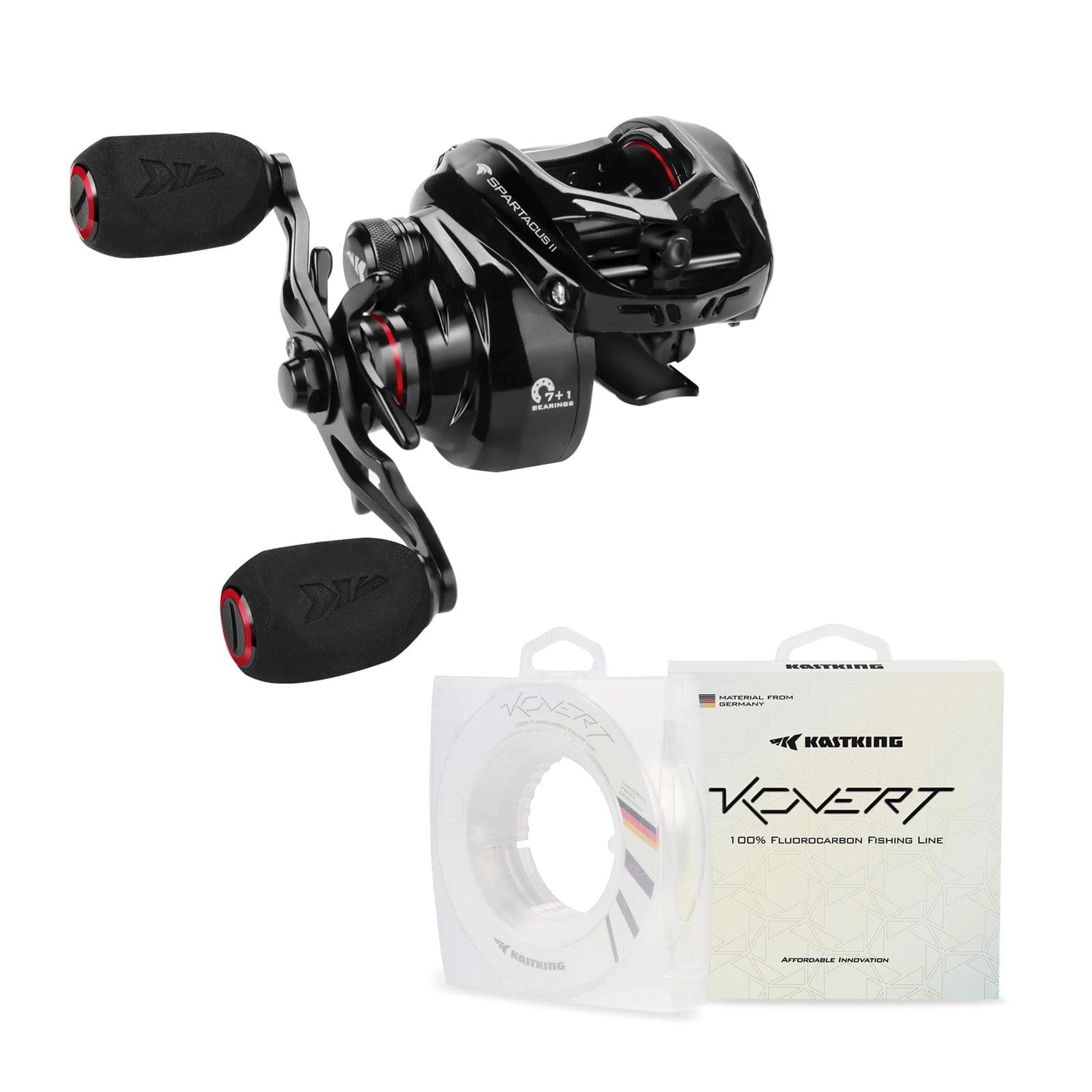 KastKing Spartacus II Baitcasting Reel and Kovert Fluorocarbon Fishing Line