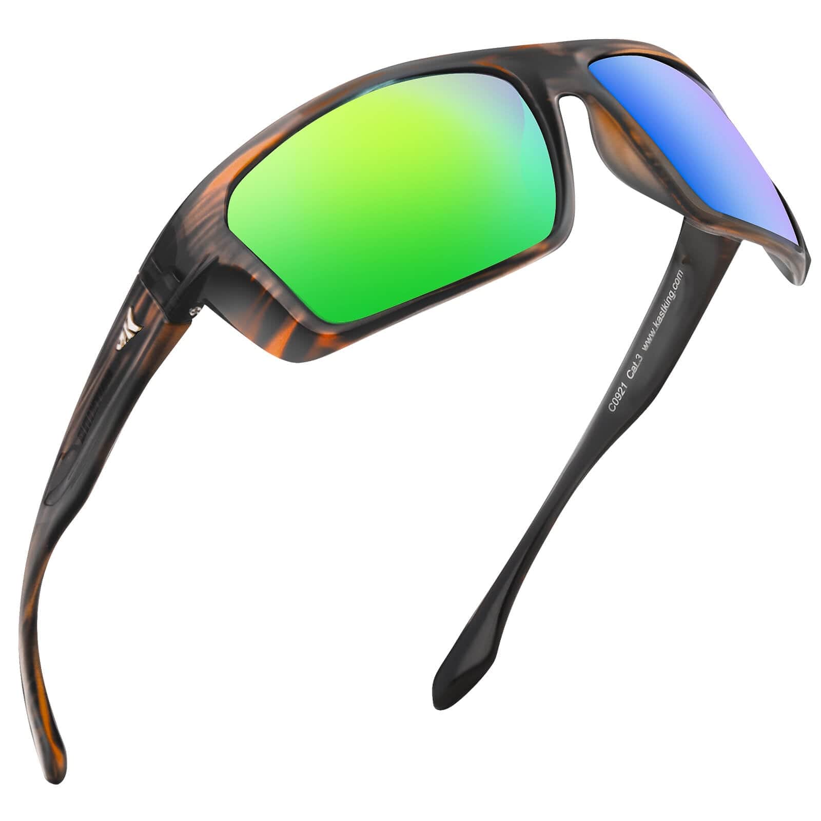 KastKing Huzzah Polarized Sport Sunglasses - Gloss Tal Brown/Chartreuse  Mirror
