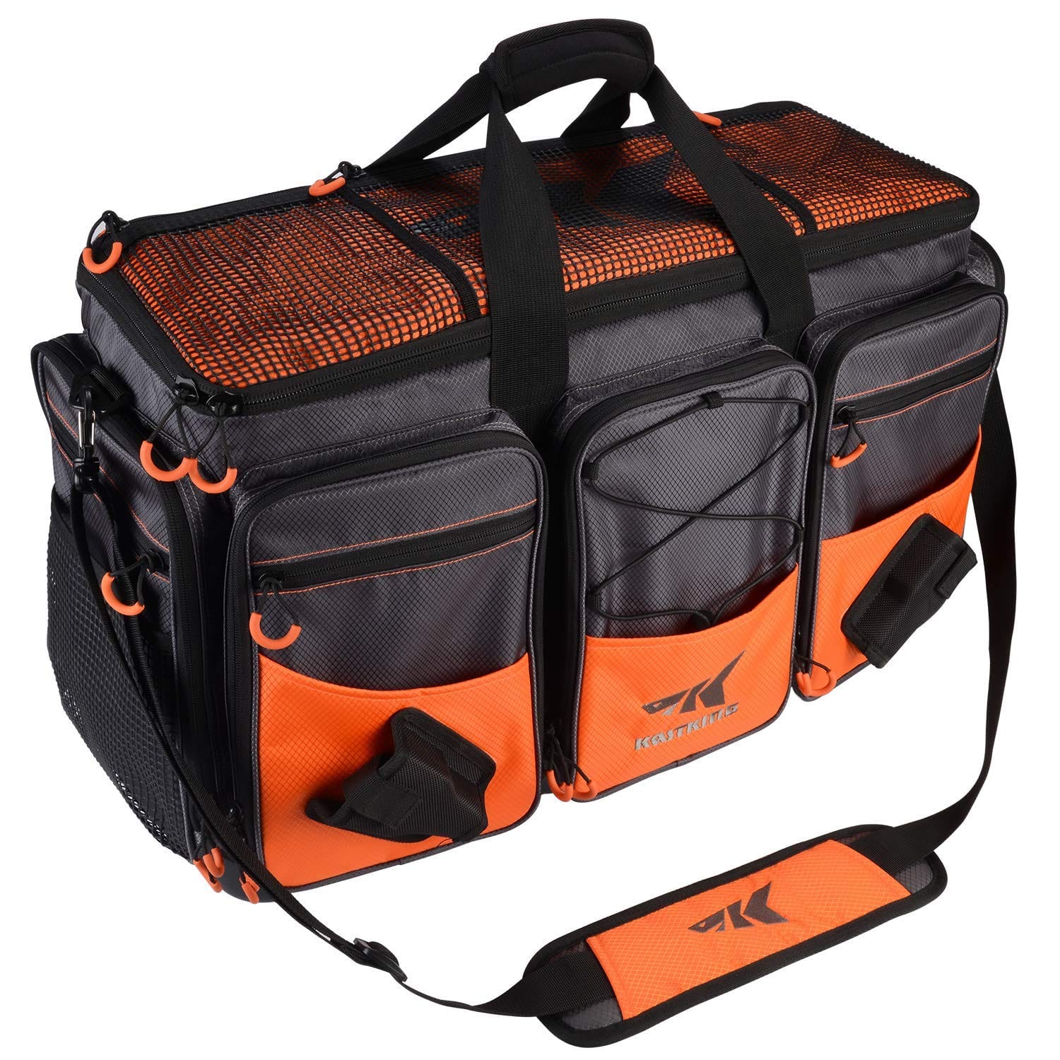 KastKing Fishing Tackle Bags - Large Saltwater Resistant Fishing Bags -  Fishing Tackle Storage Bags A1: Medium-Hoss(Without Trays,  15x11x10.25)-Orange