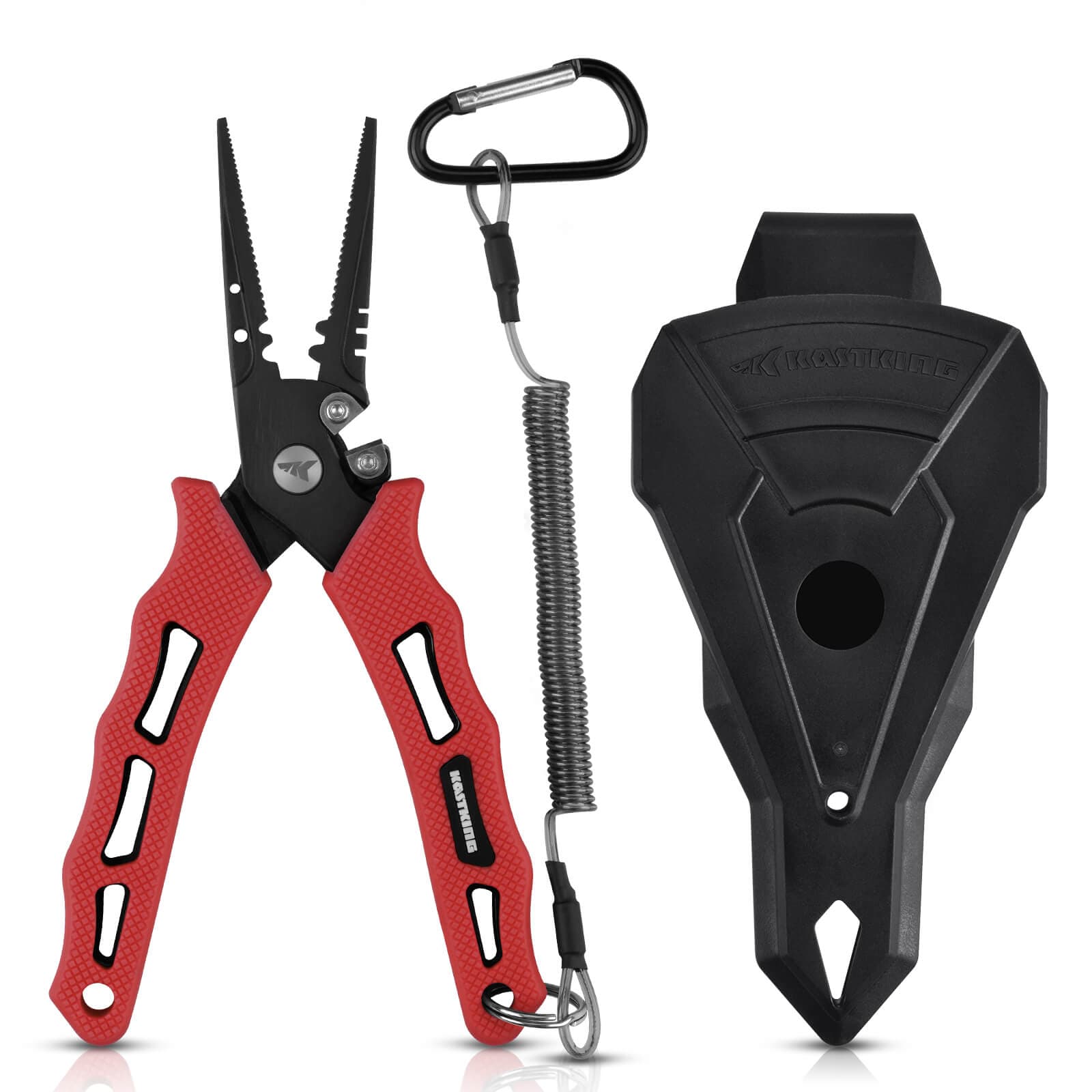 KastKing Cutthroat 7-inch Fishing Pliers - Red / Straight Nose