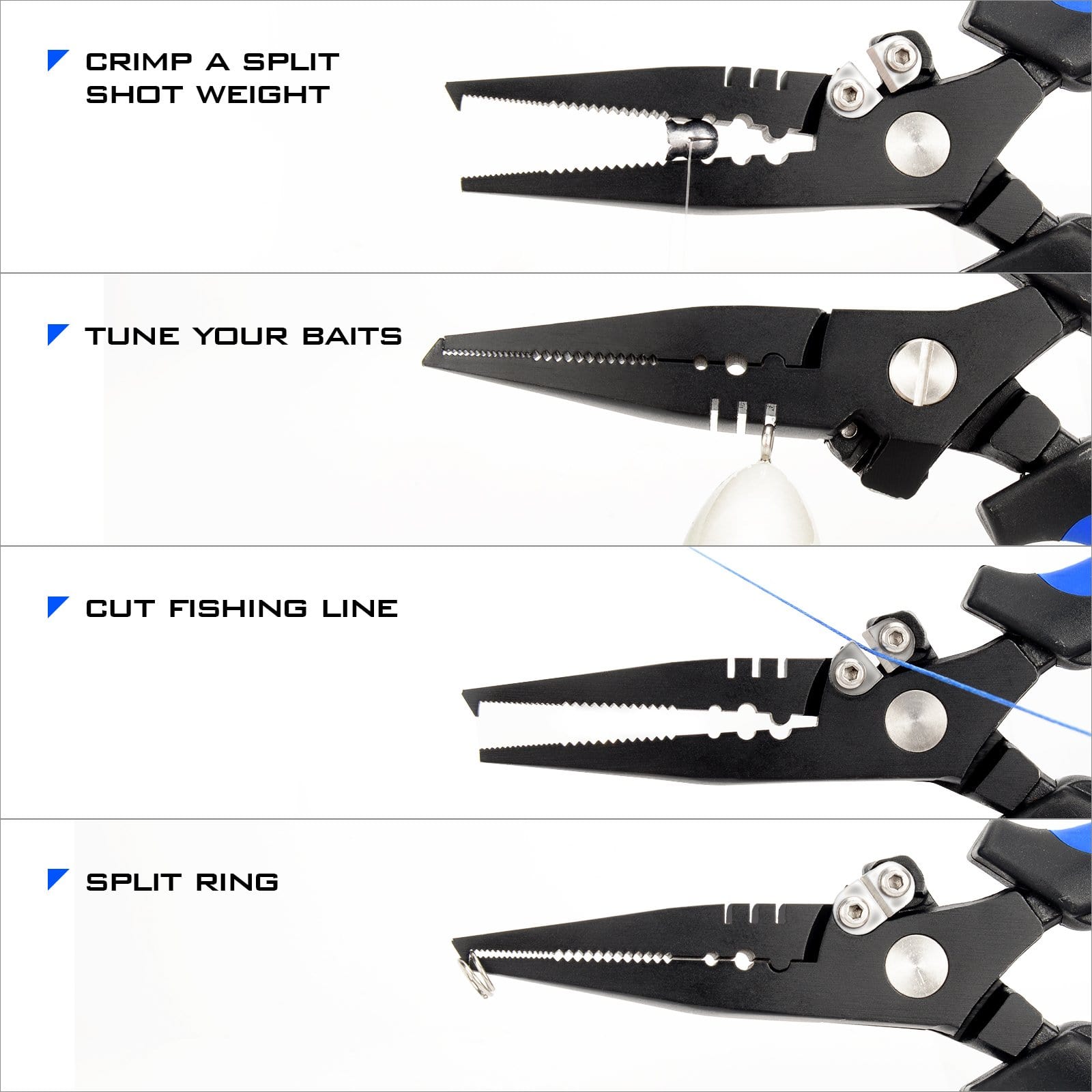 KastKing Intimidator Fishing Pliers Combo with Floating Lip Grip - Split  Ring
