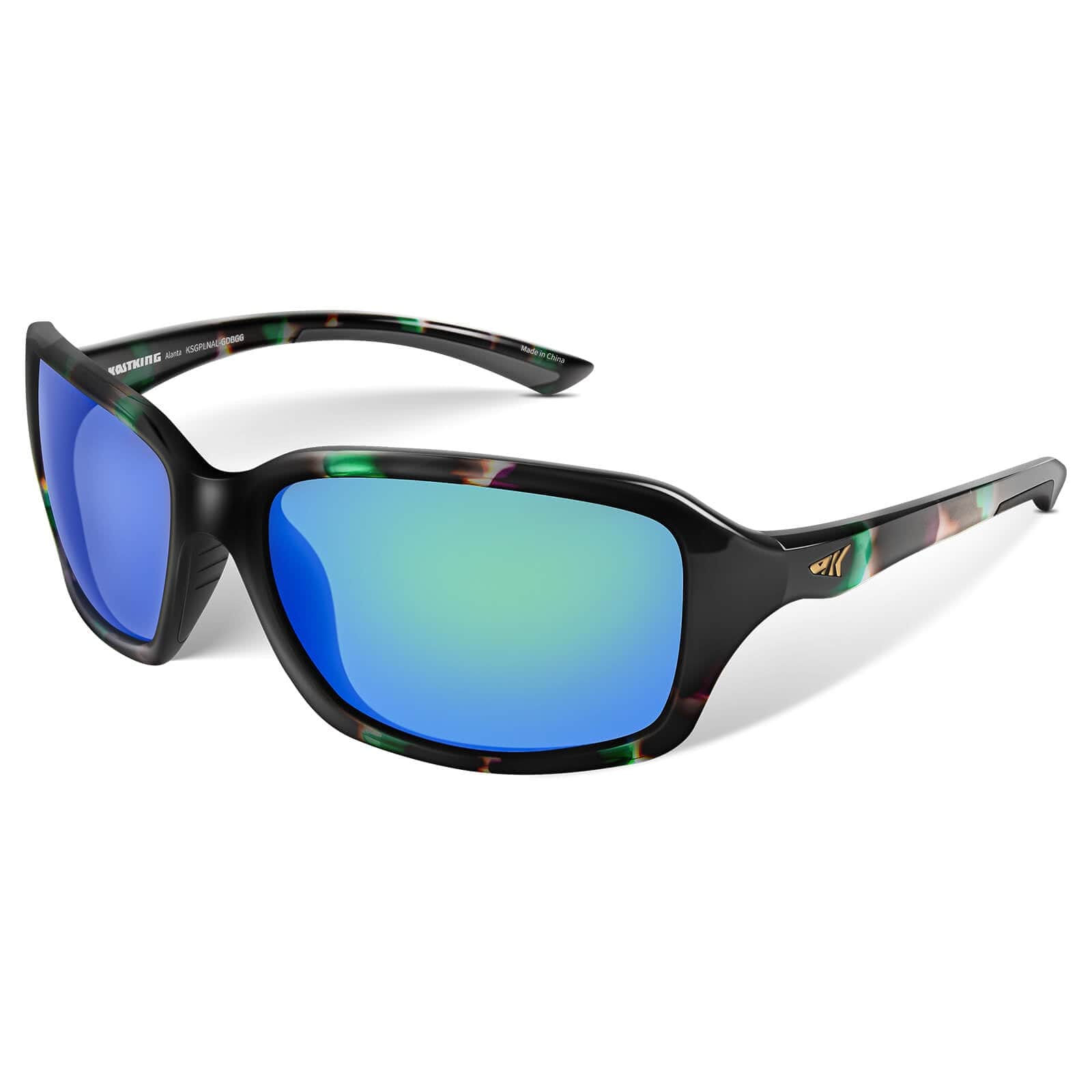 KastKing Alanta Polarized Sport Sunglasses - Gloss Teal/Brown Demi | Green  - Chartreuse Mirror
