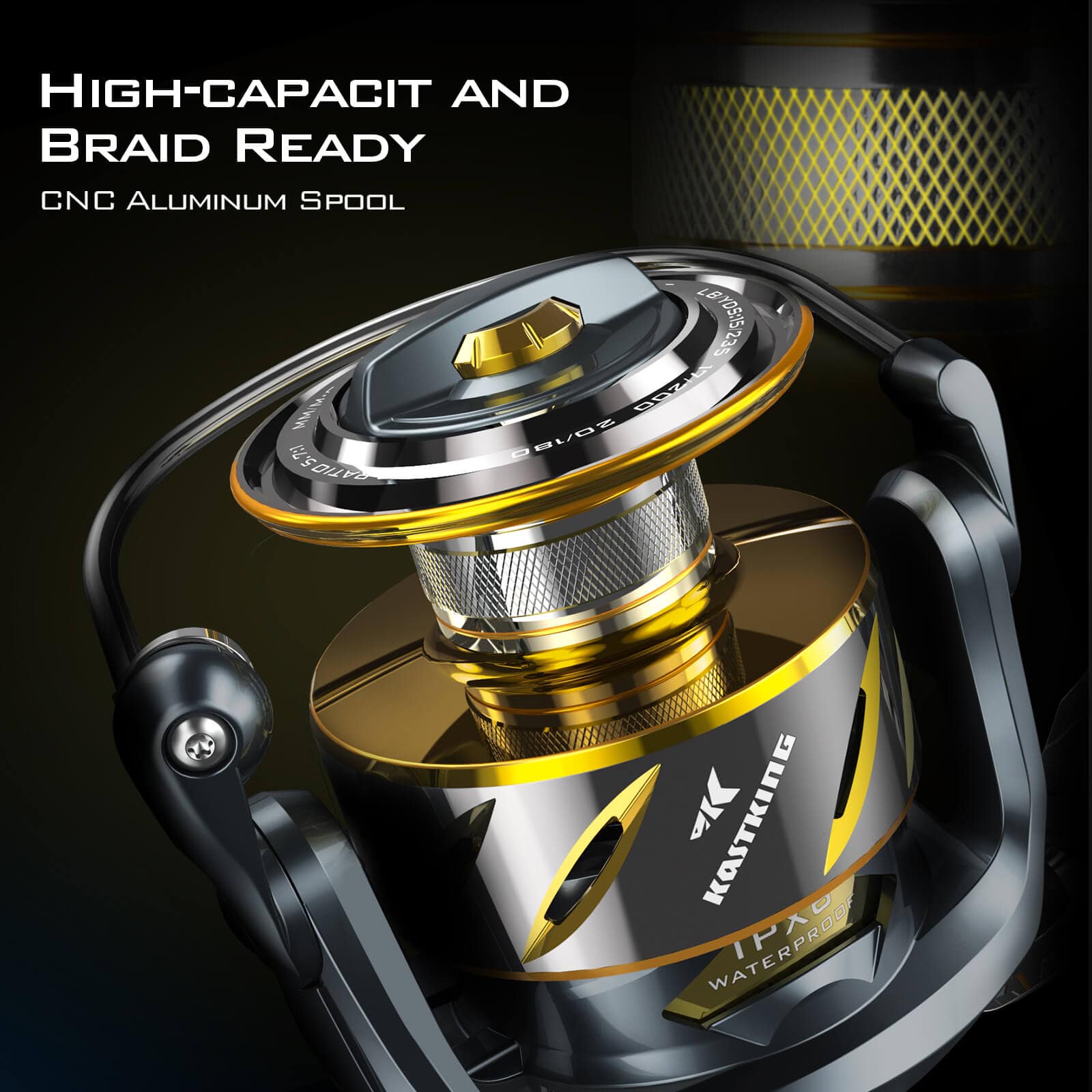 are fishing reels waterproof Saltwater Spinning Reel, 6000 Size/6+1+1 BB/5.7:1 Gear Ratio/22.3 OZ/40 LBS Max Drag