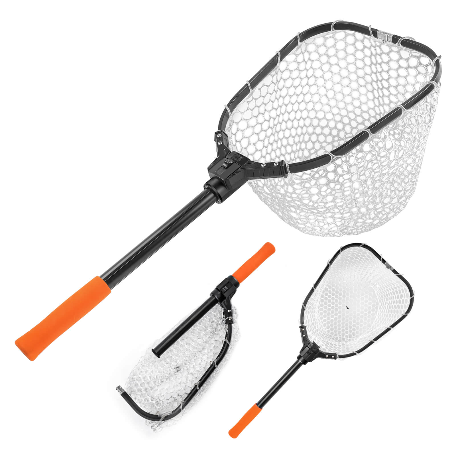 Compact Extendable Fishing Net Telescopic Folding Fly Carp Silicone Dip Net  