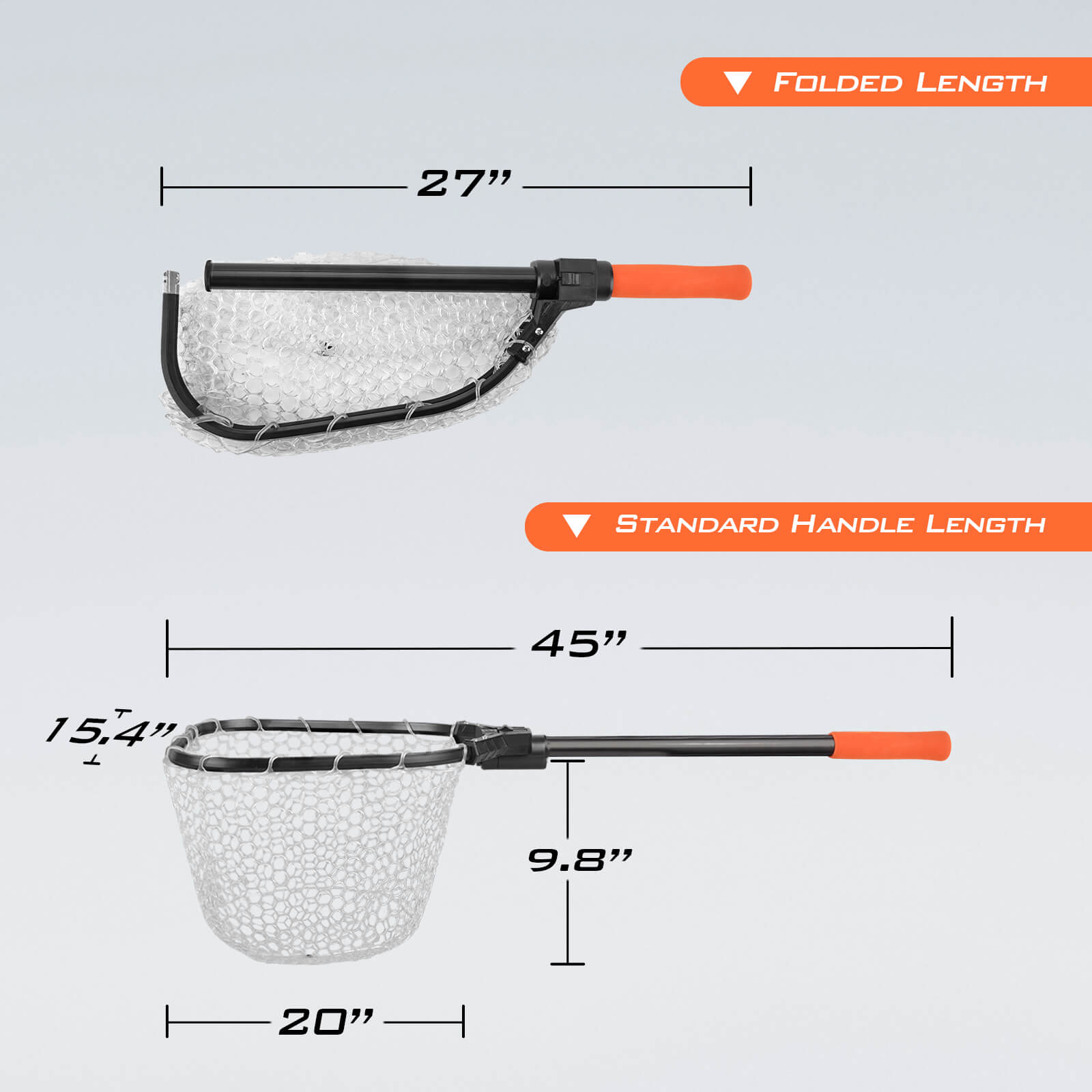competition fly fishing nets KastKing Brutus Foldable Extendable Fishing Net - PVC Net / 15'' | 12''