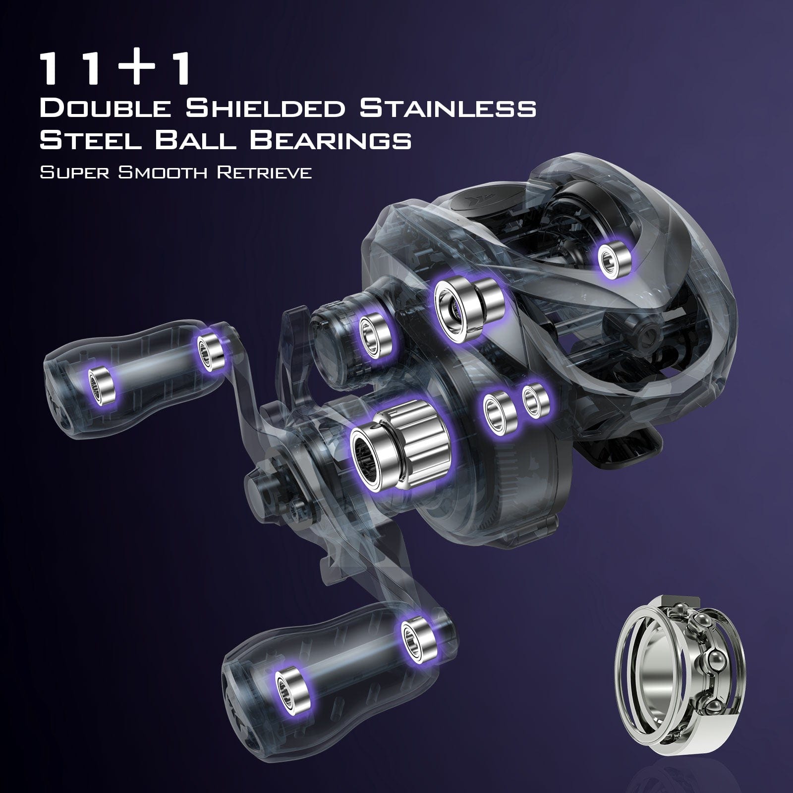 ball bearings baitcasting reel KastKing Kapstan Elite Size 300 Double Handle 5.4:1 / Left Handed 0.28 / 180 KastKing Mg12 Elite Magnesium Baitcasting