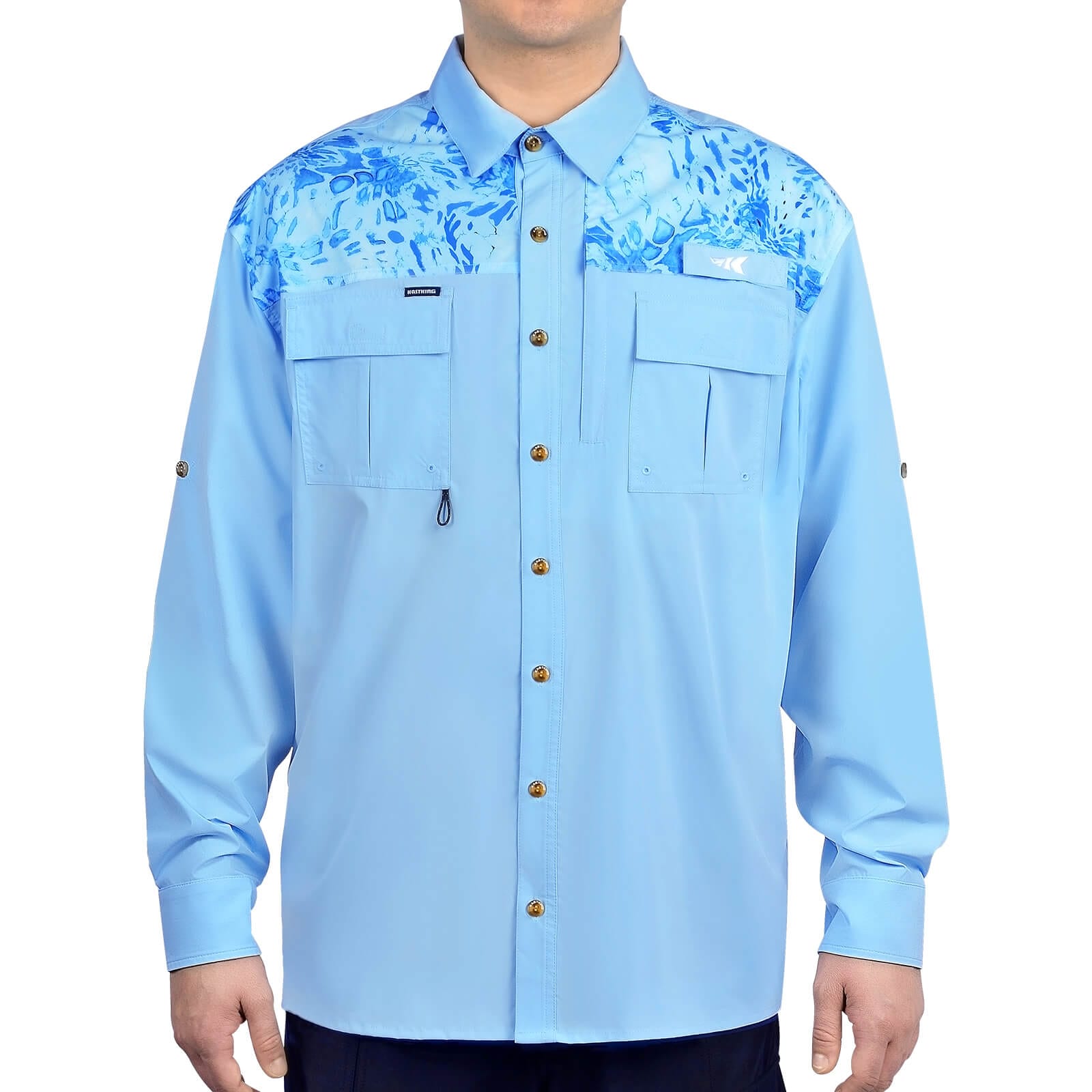KastKing ReKon Men's Fishing Shirts - Prym 1:seafoam / Blue / Small