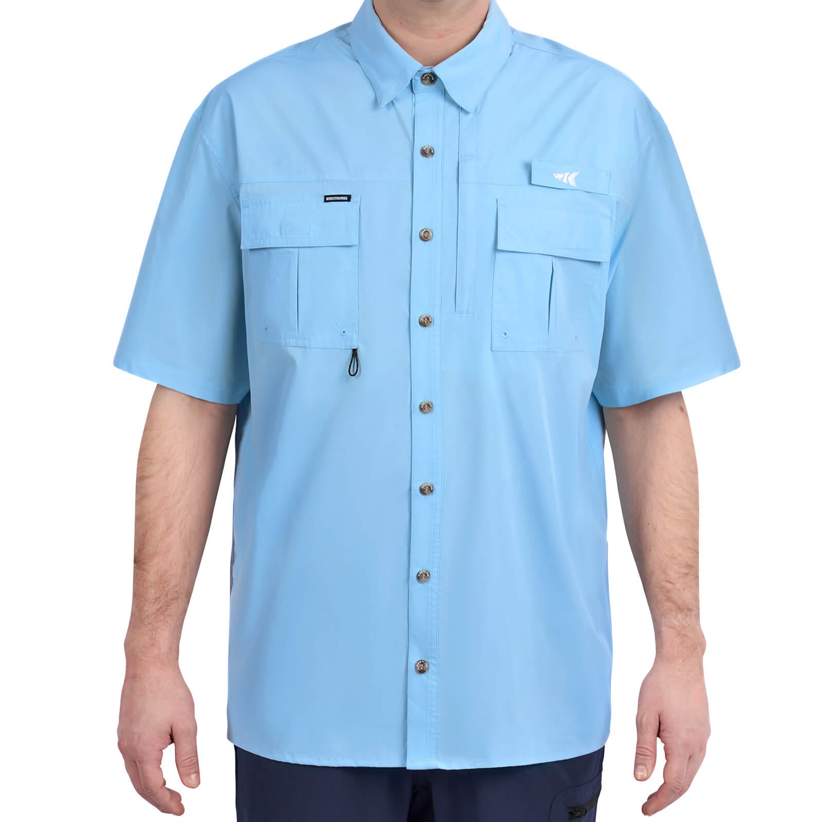 KastKing Casual Short Sleeve Button Down Shirts - Light Blue / X-Small