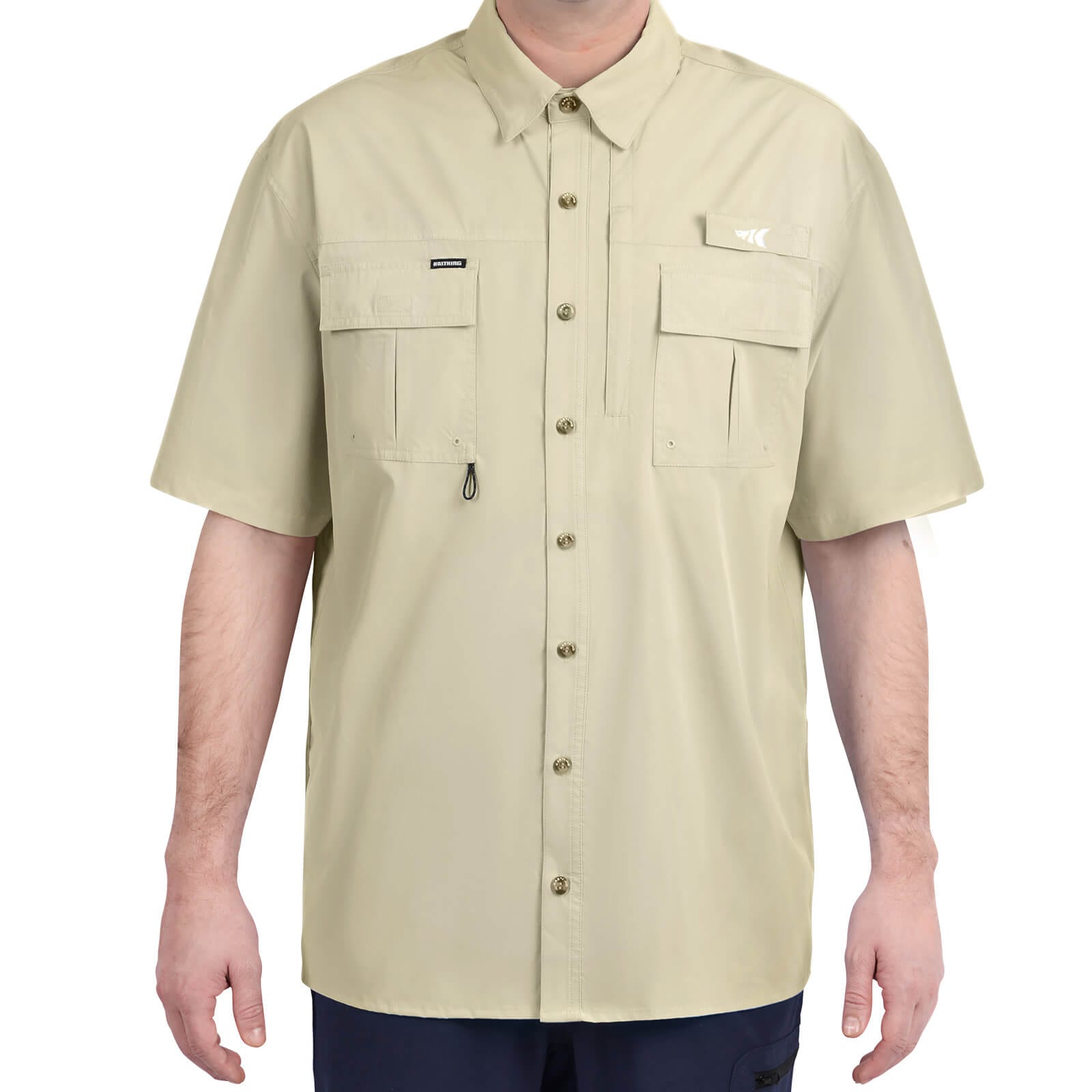 KastKing Casual Short Sleeve Button Down Shirts - Khaki / Small