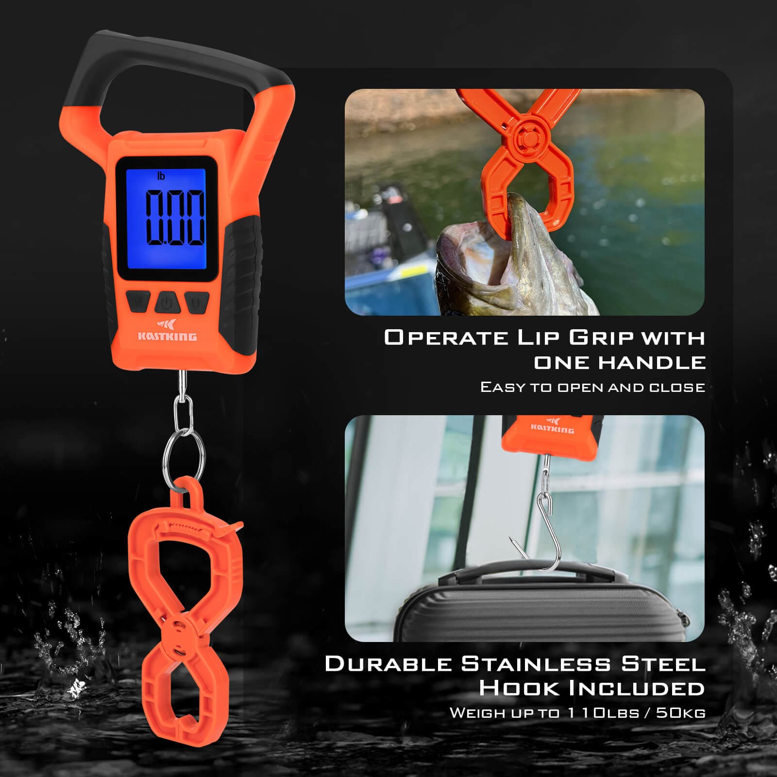 Waterproof Floating Digital Fishing Scale With Non-piercing Lip Clip, Dual  Mode - Lbs/oz And Kg. 0.0-50 Lbs/22.68 Kg, Lightweight Abs Frame, Non-slip