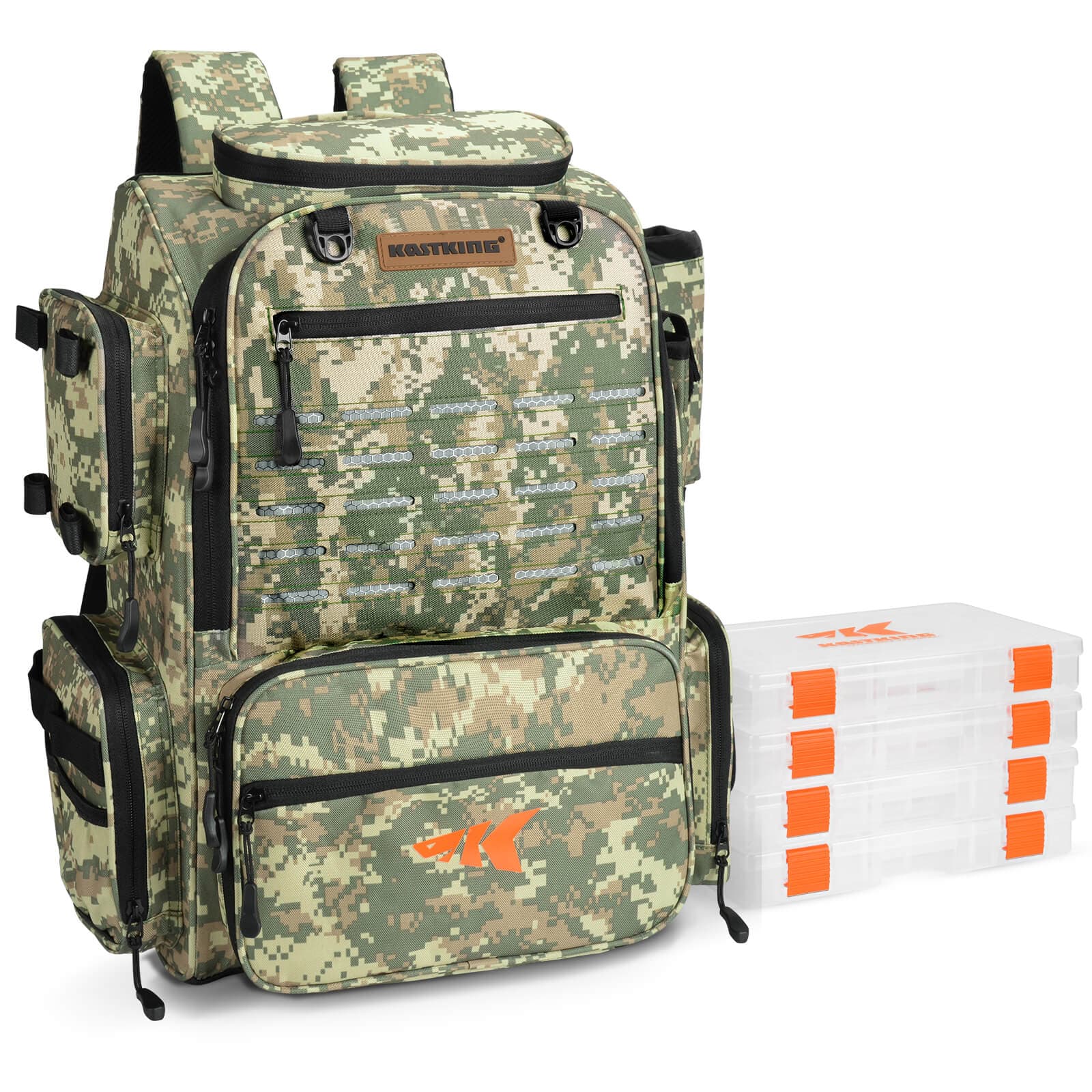 camo tackle box backpack KastKing Bait Boss Fishing Tackle Backpack with Rod Holders 4 Tackle B