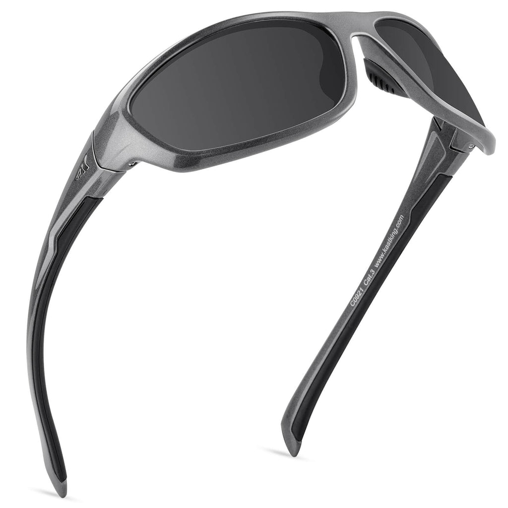 KastKing Hiwassee Polarized Sport Sunglasses - UV400, Grilamid Frame, Smoke Ocean Mirror Lens