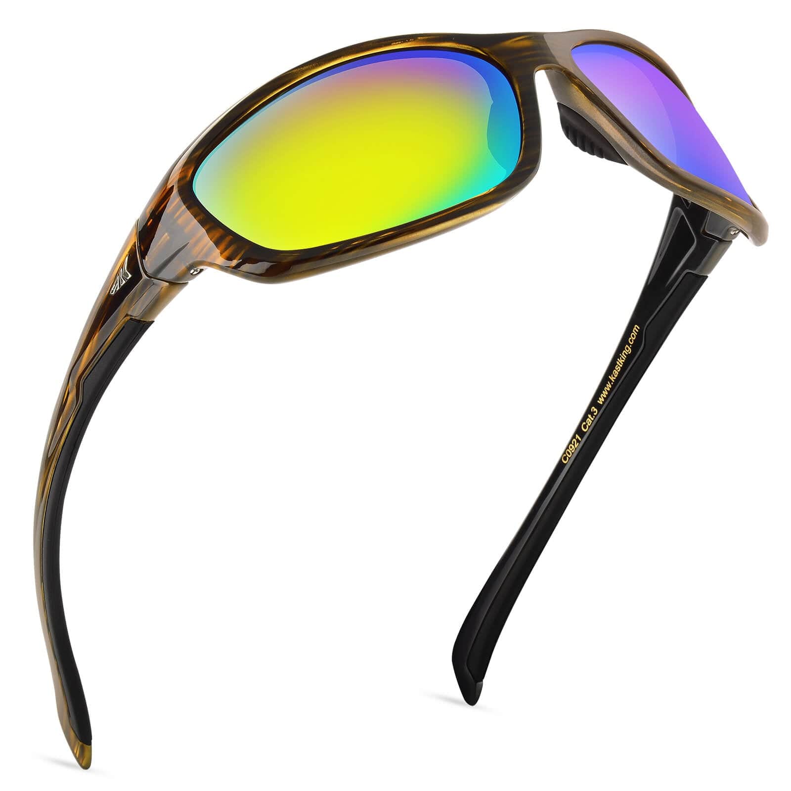 KastKing Hiwassee Polarized Sport Sunglasses for Men and Women - Silver |  Smoke - Chartreuse