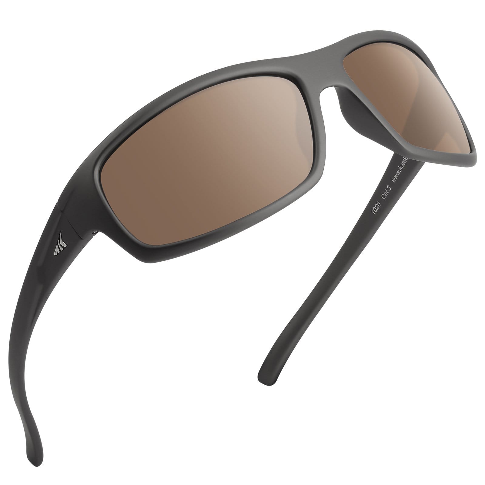 KastKing Kateel Polarized Sport Sunglasses for Men and Women - Dark Gray  Metallic/Brown - Silver Mirror