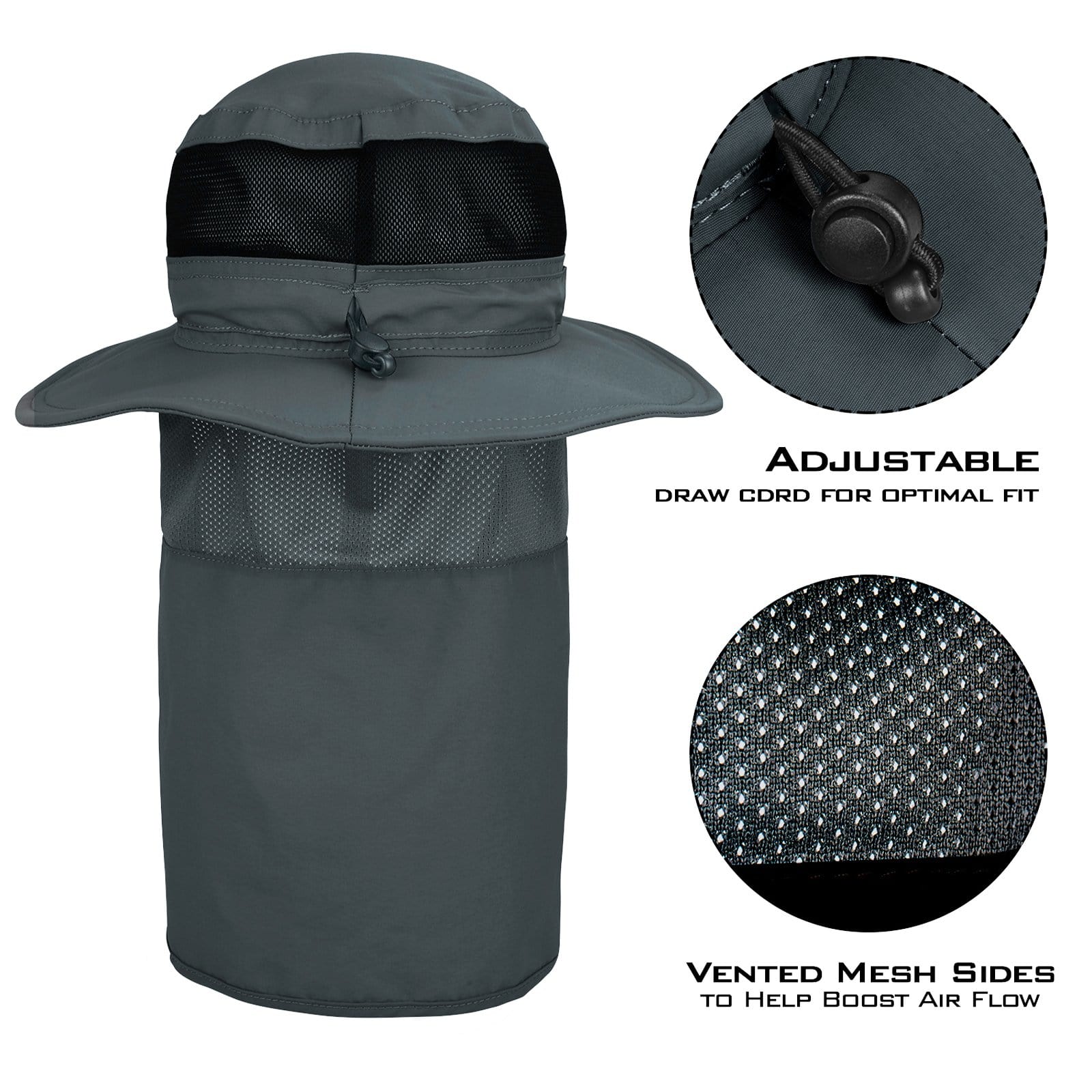 Men Women Fishing Sun Hat with Removable Neck Face Flap Sun Hat Waterproof  Bucket Hat Breathable Mesh Boonie Hat - CT18T06QQ0Z