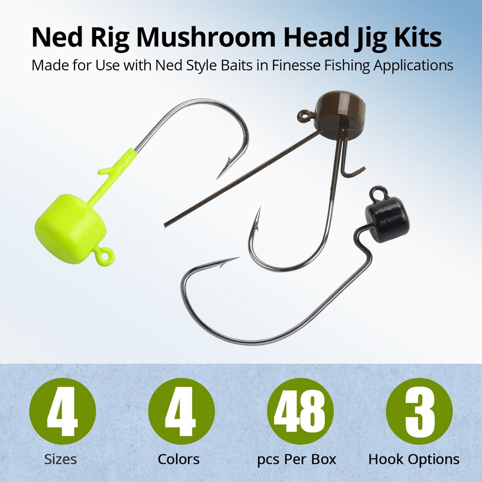 MadBite 48 Pcs Ned Rig Mushroom Head Jig Kits – KastKing