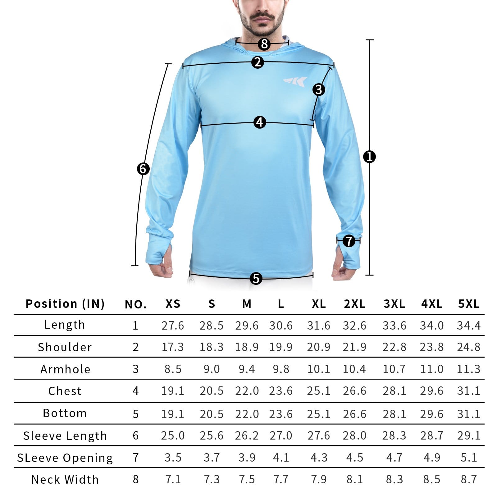 Men's Full Sleeve T-Shirt Size Chart