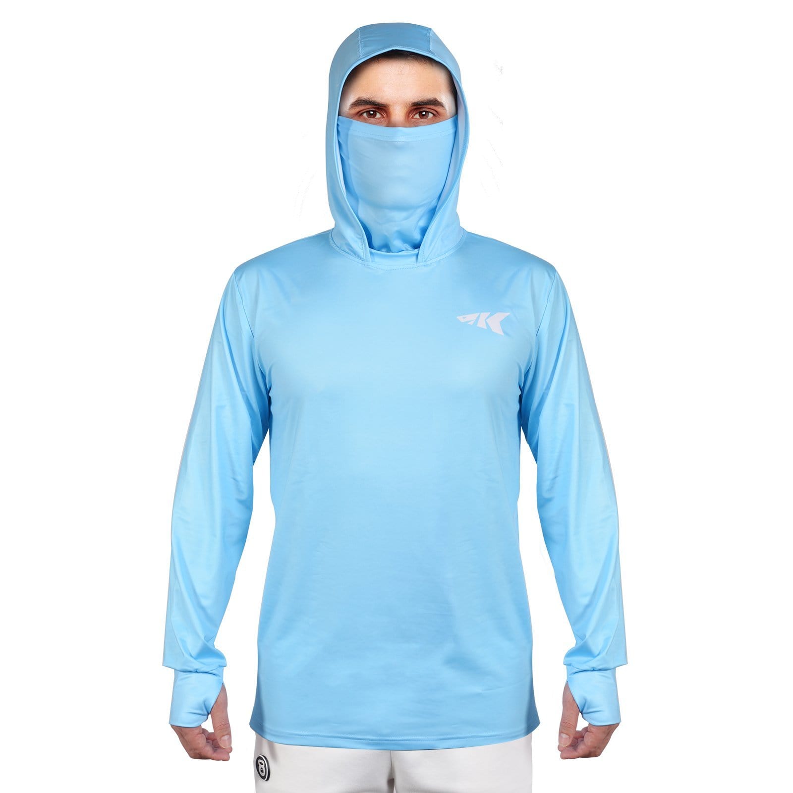 Men’s UPF 50 High Performance Fishing Shirt Cooling Hoodie Camo Long Sleeve Shirt With Mask UV Protection Neck Gaiter Hoodie