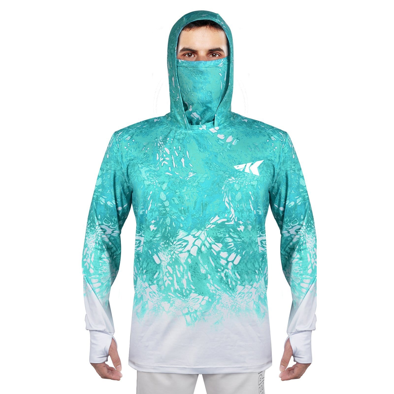 KastKing Men's Long Sleeve Fishing Shirt (With Neck Gaiter) - Prym1  Turquoise Fade / Medium