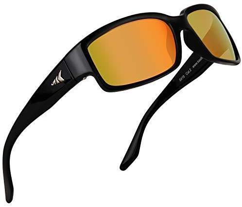 KastKing Skidaway Polarized Sport Sunglasses for Men and Women - Gloss  Black | Amber Base - Scarlet