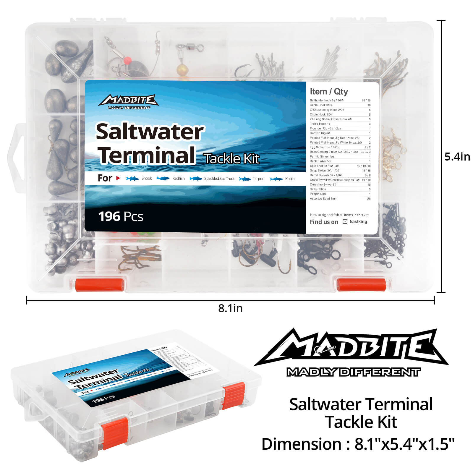 MadBite Professional Freshwater Terminal Tackle Kits, 181pcs