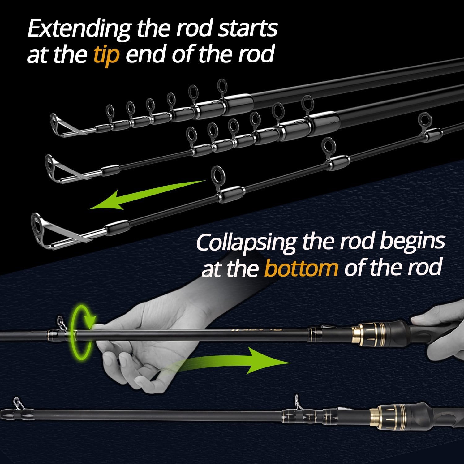 Carbon Fiber Telescopic Fishing Rod Travel Spinning Rod Pole & Fishing  Alarm