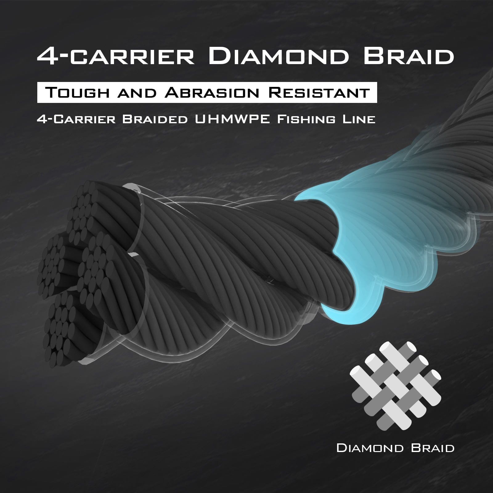 diamond braided fishing line KastKing Hammer Braided Fishing Line Black / 150 Yds / 50 lb