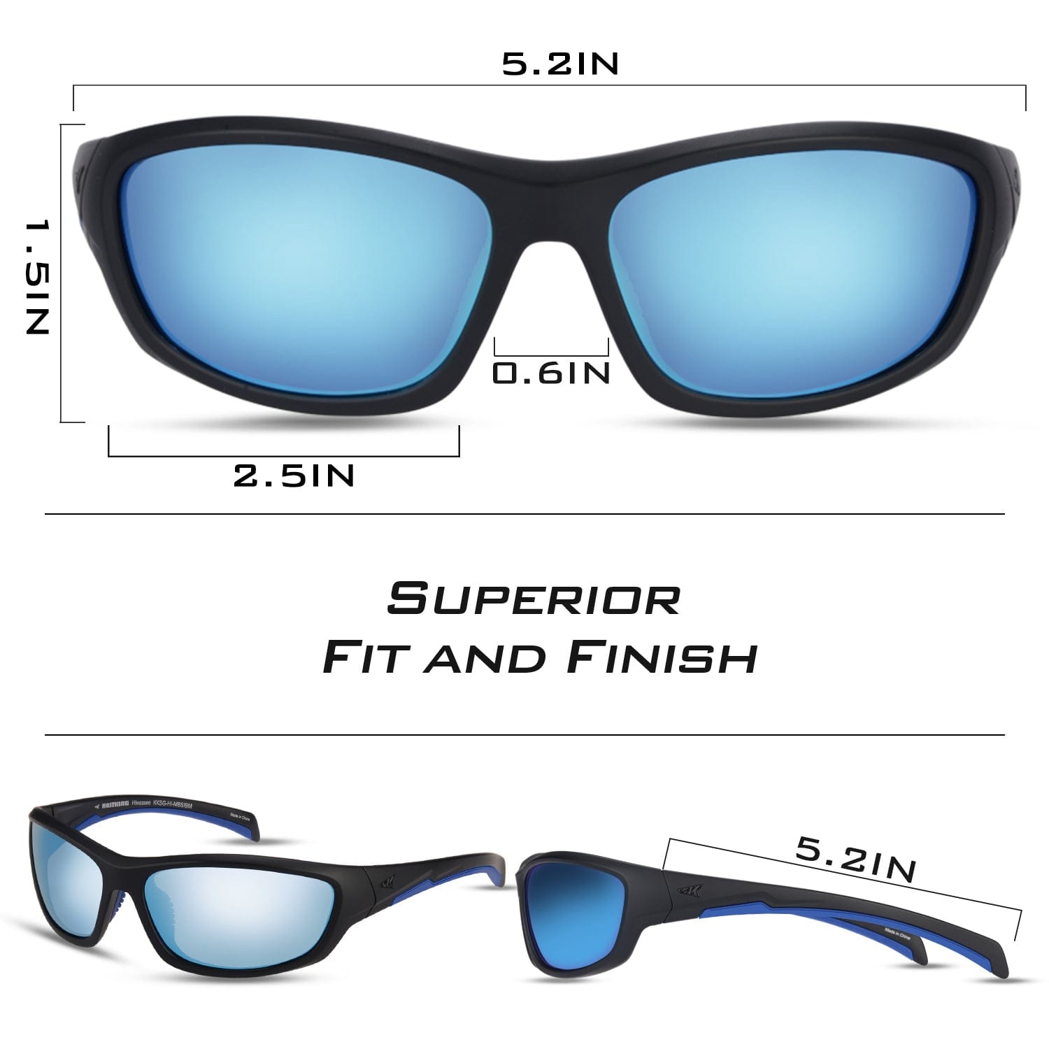 KastKing Hiwassee Polarized Sport Sunglasses Matt Blackout Frame/Smoke Base  - Ice Lens - Matt Blackout | Smoke Base - Ice