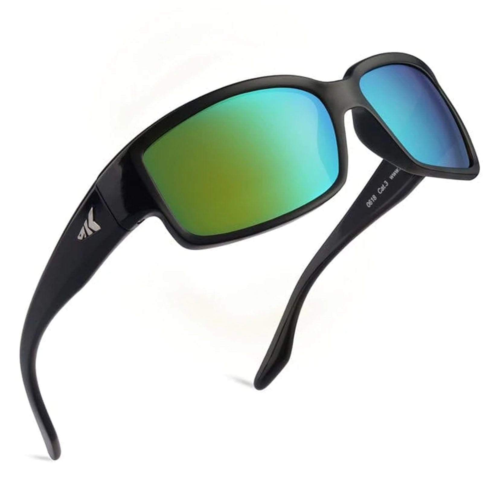 KastKing Skidaway Polarized Sport Sunglasses for Men and Women - Gloss  Black | Brown Base - Chartreuse
