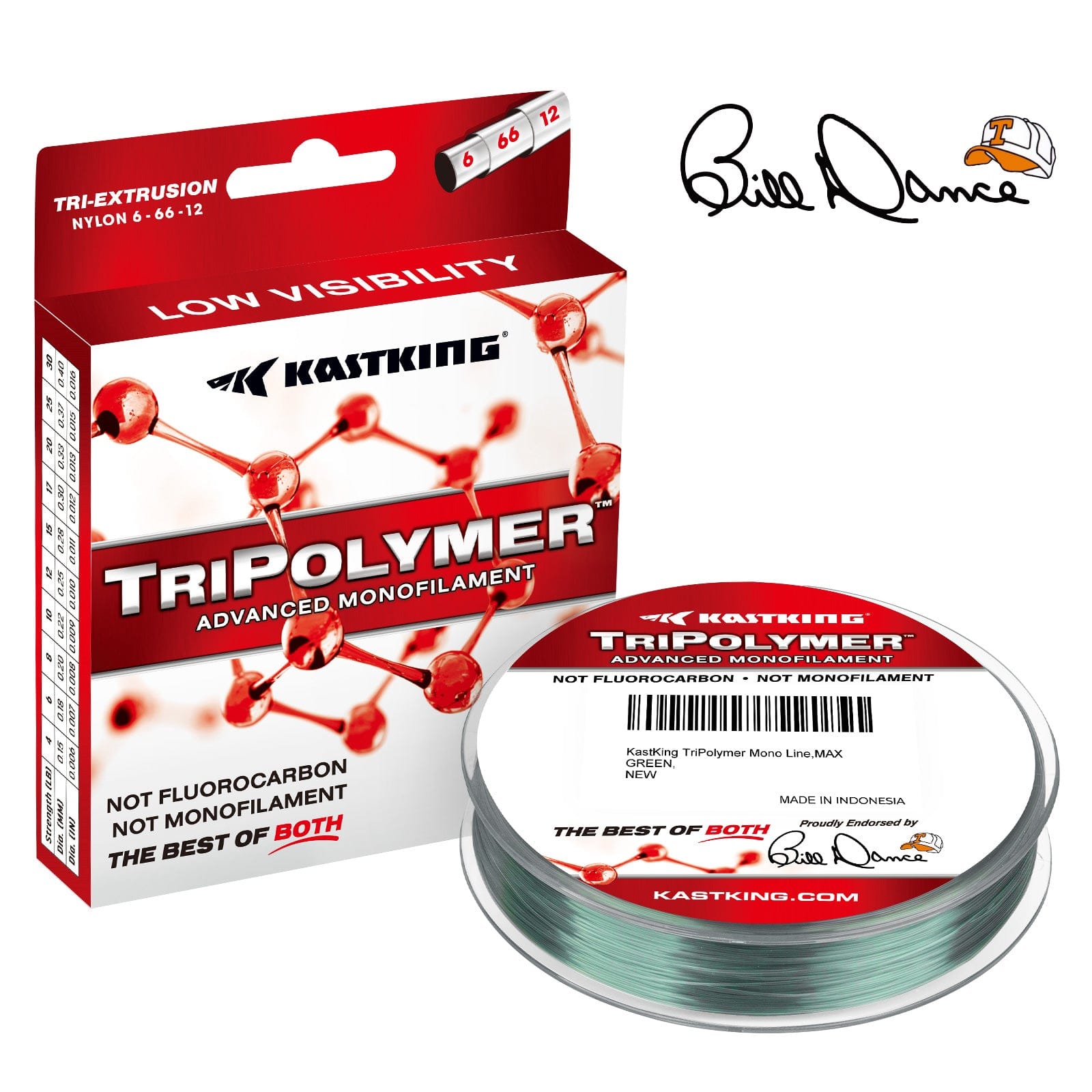 KastKing TriPolymer Advanced Monofilament Fishing Line - Max Green / 300  Yds / 4 LB